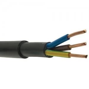 Image of Zexum Black 1.5mm 18A 3 Core Brown Blue Green and Yellow 600 to 1000V Rated NYY-J Hi Tuff Outdoor Cable - 1 Meter