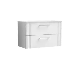 Image of Nuie Deco 800mm Wall Hung 2 Drawer Vanity & Worktop - Satin White