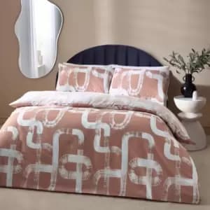 Image of Tuba Abstract Cotton Rich Reversible Duvet Cover Set Plaster, Plaster / King