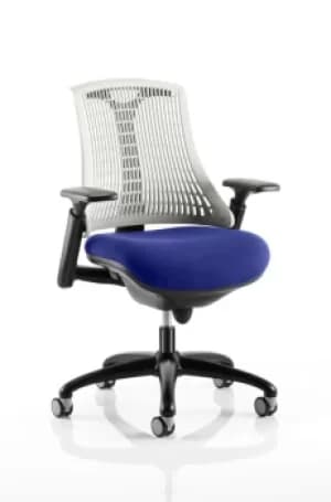 Image of Flex Task Operator Chair Black Frame White Back Bespoke Colour Seat Admiral Blue