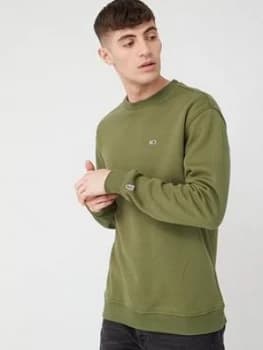 Image of Tommy Jeans Classics Crew Sweatshirt - Uniform Olive