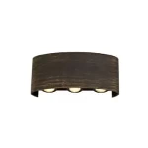 Image of Luminosa Lighting - Up & Downward Lighting Wall Lamp, 6 x 1W LED, 3000K, 500lm, IP54, Black, Gold