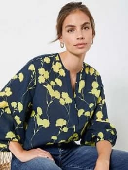 Image of Mint Velvet Abi Print Blouse - Blue, Size S, Women