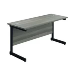 Image of Jemini Rectangular Single Upright Cantilever Desk 1600x600x730mm Grey Oak/Black KF810827