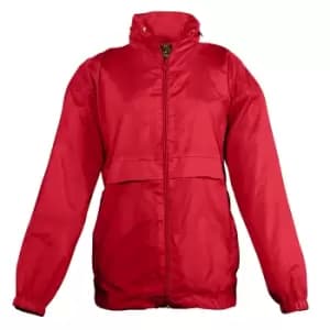 Image of SOLS Kids Unisex Surf Windbreaker Jacket (Water Resistant And Windproof) (5-6) (Red)