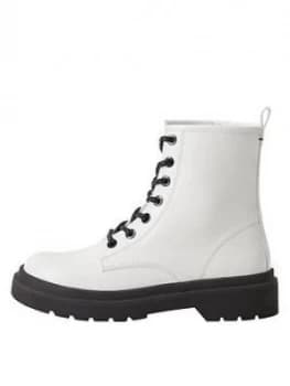 Image of Mango Girls Lace Up Boots - White, Size 12 Younger