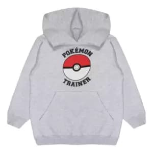 Image of Pokemon Girls Trainer Pokeball Hoodie (5-6 Years) (Heather Grey)