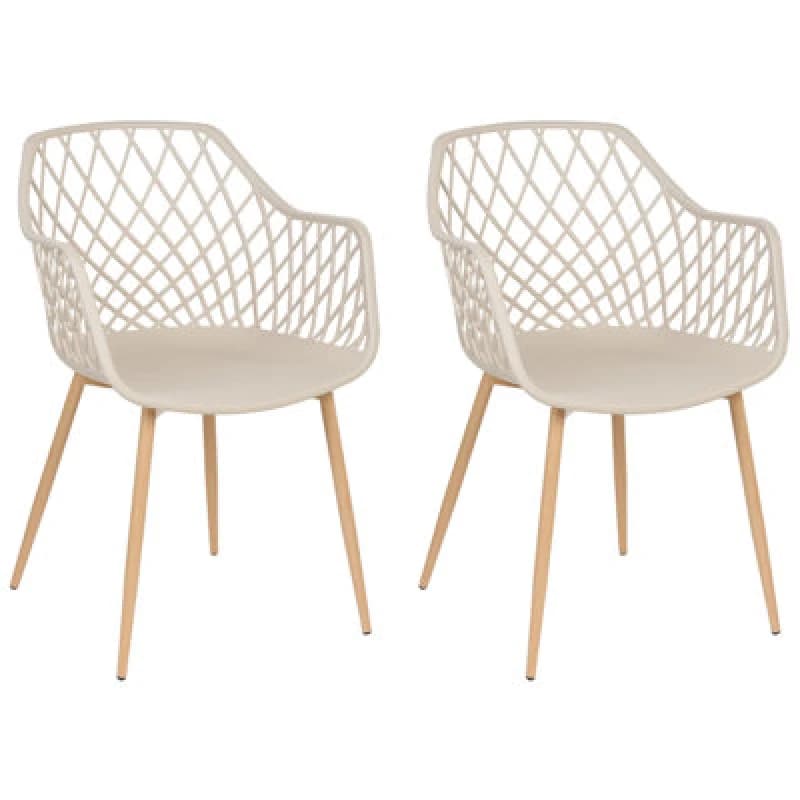 Image of Beliani Set Of 2 Dining Chairs Nashua Beige