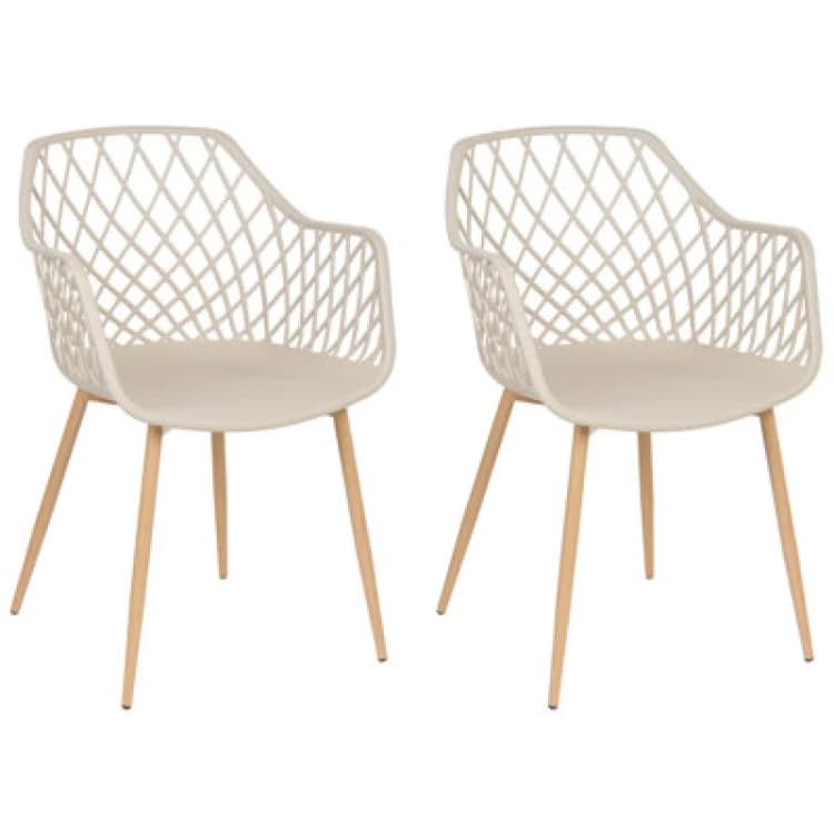 Image of Beliani Set Of 2 Dining Chairs Nashua Beige