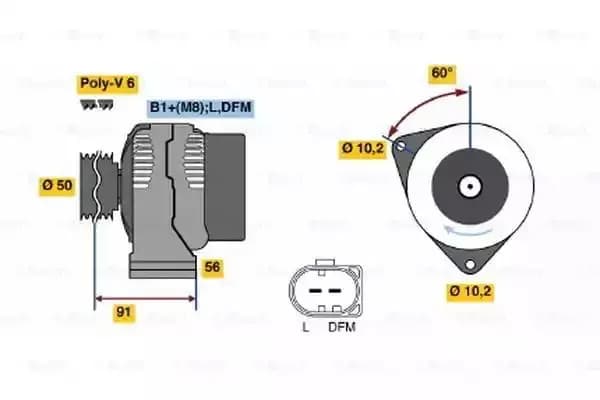 Image of Bosch 0986047530 Alternator 4753 120 A 14 V BOSCHALTERNATOR-0986047530