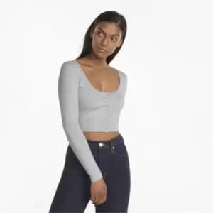 Image of Puma Classic Long Sleeve T Shirt Womens - Grey