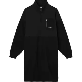Image of Calvin Klein Jeans Polar Half Zip Sweatshirt Dress - CK BLACK