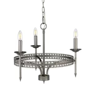 Image of Crown Chandelier 3 Light Iron Finish, E14