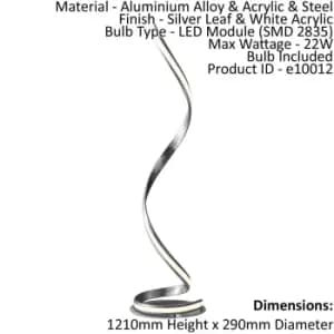 Image of Floor Lamp Light Silver Leaf & White Acrylic 22W LED Module Bulb Included