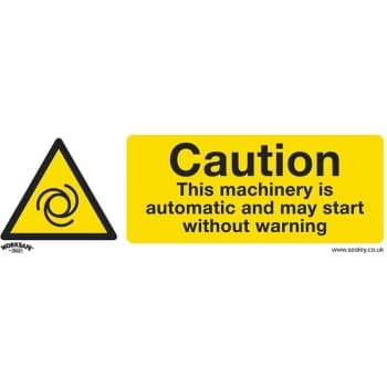 Image of Sealey SS47P1 Warning Safety Sign - Caution Automatic Machinery - Rigid Plastic
