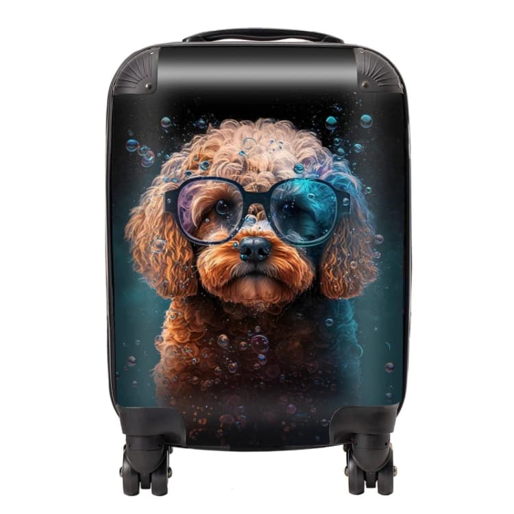 Image of Warren Reed - Designer Cavapoo Dog Face Splashart Suitcase Size: Large Multicolor Unisex Large