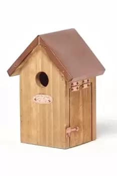 Image of Real Wood Bird Box House with Copper Roof