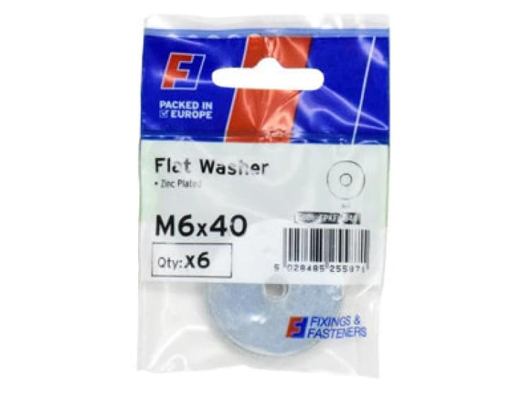 Image of Forgefix Fpkfw640 Flat Washers Zp M6 X 40mm Forgepack 6 Forfpkfw640