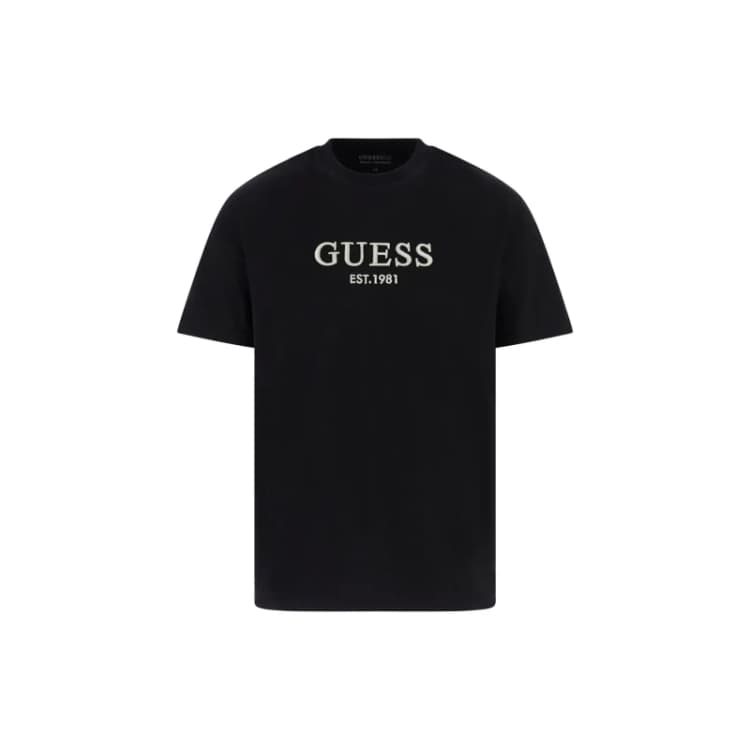 Image of Guess Round neck T-Shirt Guess Embroidery Logo Noir Male L