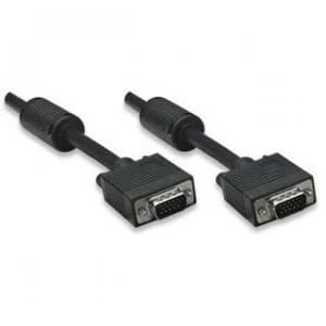Image of Manhattan SVGA Monitor Cable with Ferrite Cores HD15 7.5m Male to Male Compatible with VGA Shielded with Ferrite Cores to help minimise EMI interferen