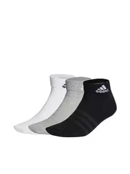 Image of Adidas 3 Pack Ankle Socks - Grey/White