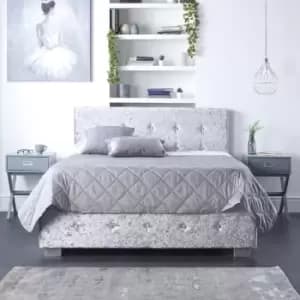 Image of Aspire Side Opening Ottoman Storage in Grey Crushed Velvet King