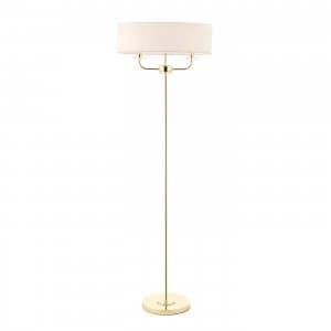 Image of 2 Light Floor Lamp Brass, Crystal Glass, E14