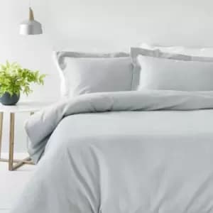 Image of The Linen Yard Waffle Super King Duvet Cover Set Cotton Silver