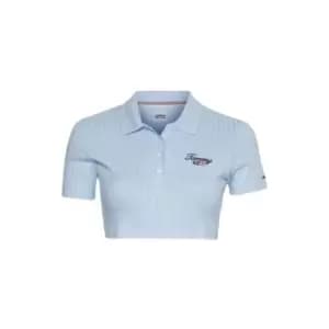 Image of Tommy Jeans Tjw Super Crop Rwb Script Polo - Blue