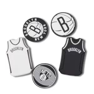 Image of crocs NBA Brooklyn Nets Jibbitz 5Pck, Black/White