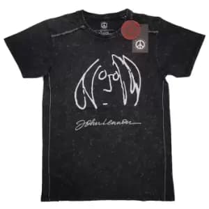 Image of John Lennon - Self Portrait Unisex XX-Large Snow Wash T-Shirt - Black
