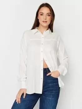 Image of Long Tall Sally Ivory Long Sleeve Shirt, Cream, Size 12, Women