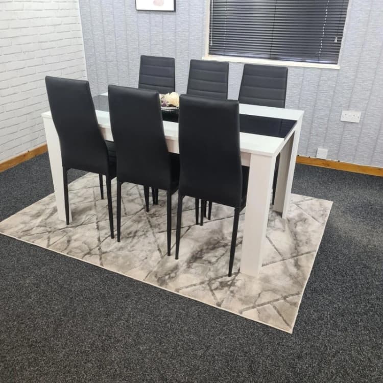 Image of KOSY KOALA KOSY KOALA Kitchen Dining Set for 6 Wooden Dining Table and 6 Padded Chairs in Black Size: 140cm x 80cm Black 140cm x 80cm Unisex 5060711