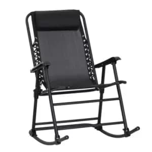 Image of Outsunny Folding Rocking Portable Zero Gravity Chair - Black