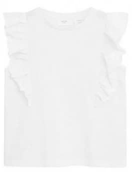 Image of Mango Girls Frill Detail Sleeveless Tshirt - White