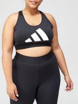 Image of adidas Plus Don't Rest 3 Bar Medium Support Bra - Black, Size 1X, Women
