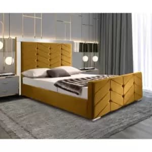 Image of Marisa Bed Double Plush Velvet Mustard