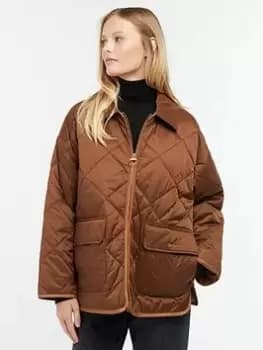 Image of Barbour Ryhope Diamond Quilted Jacket - Brown, Size 10, Women