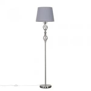 Image of Pembroke Brushed Chrome Twist Floor Lamp with Grey Aspen Shade