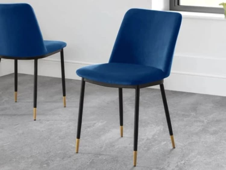 Image of Julian Bowen Delaunay Blue Velvet Dining Chair