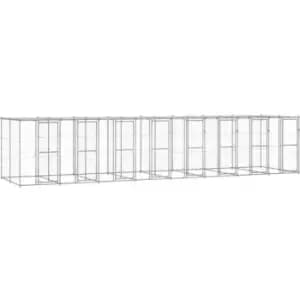 Image of Vidaxl - Outdoor Dog Kennel Galvanised Steel with Roof 19.36 m² Silver