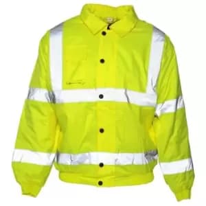 Image of Absolute Apparel Mens Hi Viz Bomber Jacket (2XL) (Saturn Yellow) - Saturn Yellow