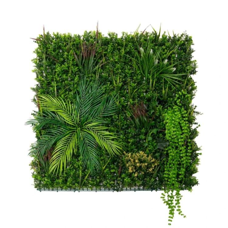 Image of Monstershop Artificial Plant Wall Panel 100 x 100cm Alina Living Foliage Greenery Tiles Indoor Outdoor Weather & UV Resistant Green