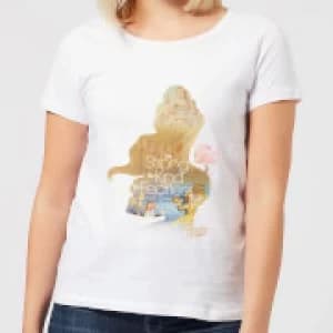 Image of Disney Beauty And The Beast Princess Filled Silhouette Belle Womens T-Shirt - White