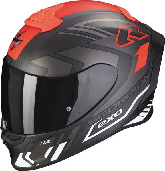 Image of Scorpion Exo-R1 Evo Carbon Air Supra Matt Black-Silver-White Full Face Helmet M