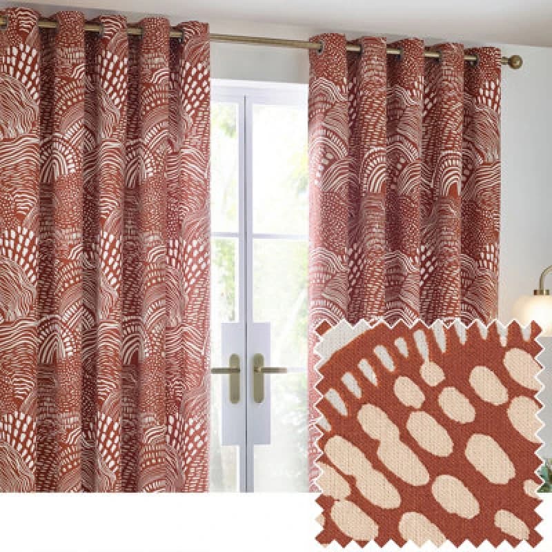 Image of Nola Abstract Curtains Chestnut, Chestnut / 168 x 137cm