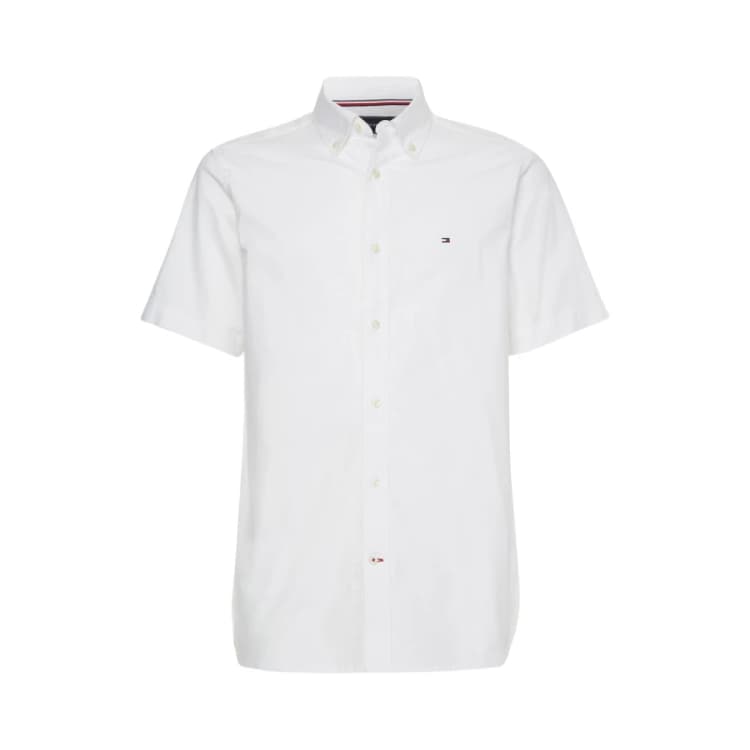 Image of Tommy Hilfiger Short Sleeve Oxford Shirt White YBR male M