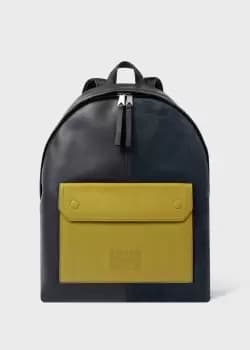 Image of Paul Smith Navy Leather Contrast Pocket Backpack