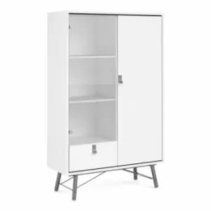 Image of Ry China Cabinet 1 Door And 1 Glass Door And 1 Drawer Matt White