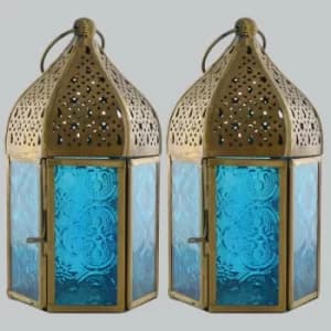 Image of Blue Iron Lantern (Set of 2)